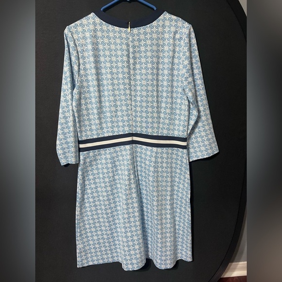 NWOT Draper James Blue/White Womens Dress 3/4 Length Sleeve Nylon Blend Sz LG - Picture 4 of 6